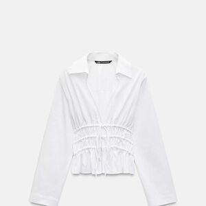 Zara LONG SLEEVED GABARDINE SHIRT Women's Top